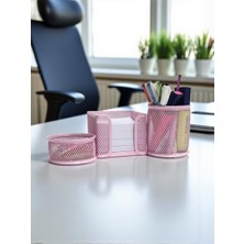 Karokstore Masaüstü 3'lü Toz Pembe Kalemlik Seti ND-1001