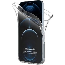 Karokstore 14 Pro Kılıf 6 Tarafı Tam Full Koruma 360 Clear Soft Şeffaf [ 14 Pro ile Uyumlu Kılıf - Şeffaf]