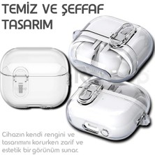 Karokstore Galaxy Buds 3 Pro ve Buds 3 Için Güvenlik Kilit Tasarımlı Şeffaf Kulaklık Kılıfı Darbeye Çizilmeye ve Sararmaya Karşı Dayanıklı Taşıma Askılı Tpu Silikon Koruyucu (Şeffaf)