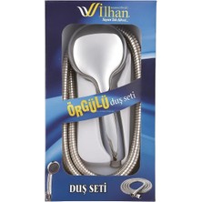 Karokstore Ilhan Örgülü Duş Seti, 3 Fonksiyonlu Akış, 360 Derece Krom Spiral, Çift Kenetli 1/2 Bağlantılı Hortum, Kirece, Bükülmeye ve Yüksek Basınca Dayanıklı, Kolay Montaj, Duş Takımı