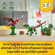 Karokstore Creator 3’ü 1 Arada Orta Çağ Ejderhası 31161-9 Yaş ve Üzeri Çocuklar Için Deniz Yılanı ve Zümrüdüankaya Dönüşen Oyuncak Yapım Seti, Doğum Günü Hediyesi (715 Parça)