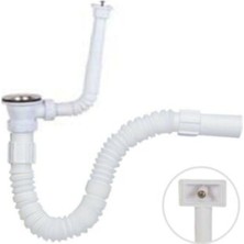 Karokstore Üniversal Dik -Yandan Taşmalı Körüklü Lavabo -Evye Gider Sifonu -Paslanmaz