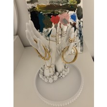 Karokstore El Şeklinde Yüzük & Takı Standı Büyük (Beyaz)