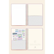 Karokstore A5 Spiralli Sert Kapak Lastikli Çizgili Tarihsiz Not Defteri Kırmızı Pembe Gradient