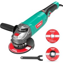 Karokstore Avuç Taşlama 1200 W, 6 Hız ile 3000-10000 Rpm, Taşlama Parlatma Için Mükemmel, 2 x 125 mm Zımpara Diski, 1 Yan Sap, 1 x Koruyucu Kapak, 1 Anahtar