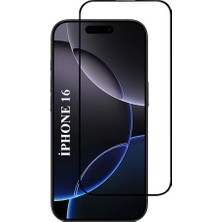Elixem İphone 16 Uyumlu Tam Kaplayan 5D Çerçeveli Ekran Koruyucu Temperli Cam
