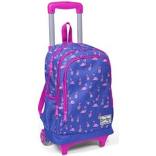 Karokstore Işıklı Tekerlekli Ilkokul Çantası - Mavi - Kız Çocuk