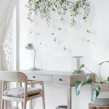 Karokstore Duvar Çıkartması, 2 Parça Yeşil Bitkiler Duvar Çıkartması, 30 x 90 cm Duvar Çıkartması Kelebek Duvar Kağıdı, Soyun ve Yapıştır Çıkarılabilir Duvar Çıkartmaları Çocuklar, Bebekler, Yatak Odaları