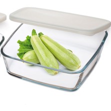 Karokstore Sımax Kare 3’lü Saklama Kabı Seti – Borosilikat Cam – 0,50 L + 1,00 L + 1,70 L – Dayanıklı