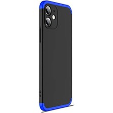 Karokstore 12 Mini Için Kılıf Double Dip 360 Protective Siyah Mavi [ 12 Mini ile Uyumlu Kılıf - Siyah - Mavi]