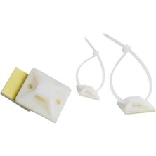 Karokstore Yapışkanlı Kroşe 19X19 mm – 100 Adet | Kuvvetli Çift Taraflı Bantlı Kablo Bağı Kroşesi | Nylon 6.6 Malzeme | Kablo Düzenleyici, Montaj ve Sabitleme Için Uygun