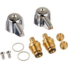 Karokstore 39674E 2 Kulplu Lavabo Bataryası Kiti, Gövdeli ve Koltuklu Merkezi Pirinç Için, Krom