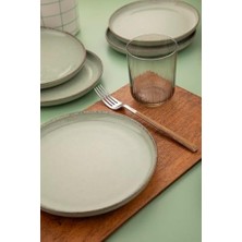 Karokstore Porselen 6 Parça 19 Santimetre Düz Tabak, Yeşil