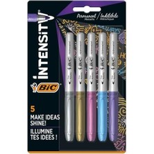 Karokstore Intensity Permanent Marker Metalik Kalıcı Işaretleyiciler - 5'li Paket - Çeşitli Metalik Renkler - Koyu ve Açık Yüzeyler Için - Düşük Koku