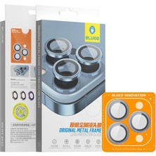 Karokstore Blueo 15 Pro Max Uyumlu Mavi Orijinal Metal Çerçeve Kamera Lens Koruyucu