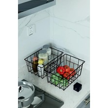 Karokstore 2'li Büyük Boy Lüks Sepet Mutfak Düzenleyici Banyo Organizer Tel Sepet Metal Organizer Meyve Sepeti