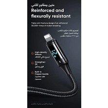 Karokstore CA-1060 Dijital Ekranlı Lightning Hızlı Data-Şarj Kablosu 3A 1.2m