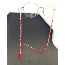 Optic Plus Piramit Full Taşlı Gözlük Ipi / Zinciri Kırmızı