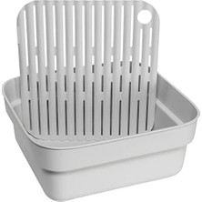 Karokstore Çıkarılabilir Tahliye Tepsili Yıkama Kasesi (Açık Gri) Dikdörtgen/kare Mutfak Lavaboları Için Ideal (34,4 x 37,4 x 16,1 Cm)