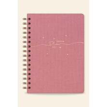 Karokstore A5 Spiralli Sert Kapak Kareli Tarihsiz Not Defteri Pembe