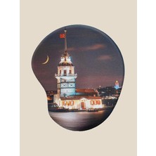 Karokstore Türkiye Serisi - Kız Kulesi Gece Baskılı Bilek Destekli Mouse Pad
