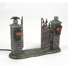 Karokstore Department 56 Köy Koleksiyonları Için Bayramı Aksesuarları Minyatür Ürkütücü Ferforje Kapı Aydınlatmalı Heykelcik, 11 Cm, Çok Renkli