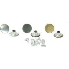 Karokstore Çakma Düğme 14 mm Kendin Yap Kiti, Kot Pantolon, Kot Mont Için Çekiçle Uygulama Aparatları ve 8 Adet Çivili Düğme Takım-Paslanmaz Pirinç (Gümüş)