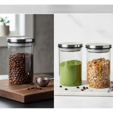 Karokstore 1 Adet 700ML Vakumlu Metal Kapaklı Borosilikat Cam Kavanoz (8.5CM*15CM)