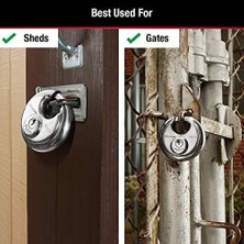 Karokstore Anahtarlı 40D Paslanmaz Çelik Discus Asma Kilit, Gümüş