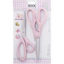 Karokstore Premium Serisi Ergonomik Saplı Çelik Gıdaya Temasa Uygun 2'li Mutfak Makası, Pembe