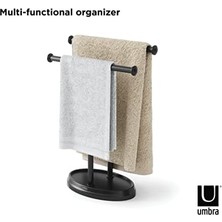 Karokstore Lavabo Için Havlu Askısı, Serbest Duran Havlu Askısı, Iki Kollu Metal Takı Koyma Yeri Ile, Siyah, Standart Boyut