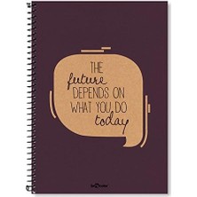 Karokstore Lé 2015074/3 Eco Sert Kapaklı, Spiralli, Sarı Kağıtlı, 200 Sayfa, Mor