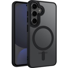 Karokstore Galaxy S24 Fe Için Symple Serisi ile Uyumlu Metal Alaşım Lens Çerçeveli ve Metal Tuş Takımlı Ultra Güçlü Darbeye Dayanıklı Yumuşak Silikon Mat Kılıf