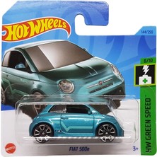 Karokstore - Fıat 500E - Hw Green Speed 8/10 - HKH59 - Short Card - Turkuaz Metalik - Mattel 2023