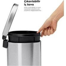 Karokstore Banyo Tuvalet Balkon Mutfak, Siyah Renkli Pedallı Metal Çöp Kovası 5 Litre