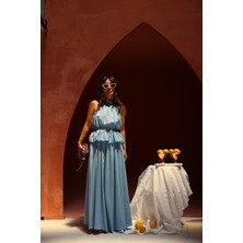 Piliseli Halter Yaka Bluz Etek Takım