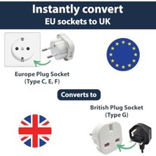 Karokstore Ingiltere’den Ab’ye Seyahat Adaptörü – Uk G Tip 3 Pin’den Avrupa E/f Tipi 2 Pin Priz Dönüştürücü, Güvenlik Kilitli, 240V 10A/16A, Fransa, Almanya, Hollanda, Polonya, Isveç Uyumlu