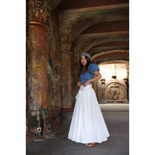 Bel Korseli Pileli Uzun Etek