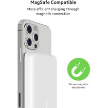 Karokstore Manyetik Kablosuz Güç Bankası 2.5k (Magsafe ile Uyumlu Taşınabilir Şarj Cihazı, 2500 Mah Küçük Kapasiteli Kompakt Mini Hızlı Şarj, Usb-C - Usb-C Kablo Dahil) - Beyaz