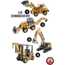 Karokstore Oyuncak Kutulu Metal Başlıklı Iş Makinaları Seti Kepçe Bulldozer Forklift 4 Ü 1 Arada Set Sürtmeli 1:70 Ölçek Full Metal Başlık Rc Iş Makinası Setleri