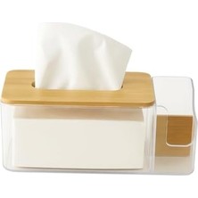 Karokstore Bambulu Şeffaf Peçetelik ve Organizer – Çok Amaçlı Masa Düzenleyici, Modern Minimalist Tasarım