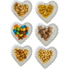 Karokstore Mta -Tech 6’lı Kalp Şeklinde Cam Çerezlik – Şeffaf Dekoratif Cam Tabaklar, Kahvaltı, Meze, Tatlı, Çerez ve Lokum Sunum Tabağı, Misafirlik ve Özel Gün Sofraları Için Şık Cam Sunum Tabakları