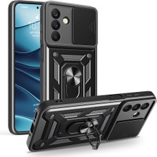 Karokstore Galaxy ile Uyumlu A26 Kılıf Magnetik Standlı Kamera Korumalı Sürgülü Vega Kapak Siyah