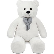 Karokstore Özgüner Oyuncak 160 cm Dev Pelüş Ayı, Papyonlu ve Sevimli Büyük Boy Ayıcık, Yumuşak Sarılmalık Peluş, Sevgiliye Hediye (Beyaz)