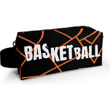 Karokstore Siyah Basketbol Tek Bölmeli Kalemlik - Erkek Çocuk Kalem Çantası
