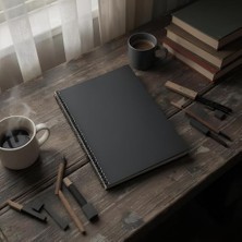 Karokstore Çizgili Spiralli Not Defteri, A4 Boyut (21X29,7 Cm), 60 Yaprak, 90GR. Ivory Kağıt, Ofis Için Ideal (Siyah Kapak)