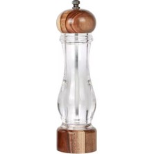 Karokstore 2 Adet Ahşap Kapaklı Bambu ve Akasya Ağacı Şeffaf Akrilik Tuz ve Karabiber Baharat Öğütücü – Doğal Ahşap Tasarımıyla Şık ve Dayanıklı, Ayarlanabilir Seramik Değirmen (Akasya Ağacı, 19 Cm)