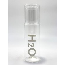 Karokstore 600 ml Bardaklı Başucu Sürahisi – Şık ve Dayanıklı Borosilikat Cam Su Şişesi, Yatak Odası ve Ofis Kullanımı Için Pratik, Kapağı Bardak Olarak Kullanılabilen Minimalist Tasarım (Beyaz)