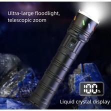 Karokstore 7200 Mah Powerbank Özellikli El Feneri – 9000 Lümen Zoom Özellikli Metal Kasa Şarjlı El Feneri, Type-C ile Şarj Edilebilir, Kutulu ve Taşıma Ipli Güçlü Kamp Feneri