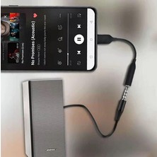 Karokstore Typ-C Için 3.5mm Kulaklık ve Mikrofon Adaptörü Siyah (Siyah)